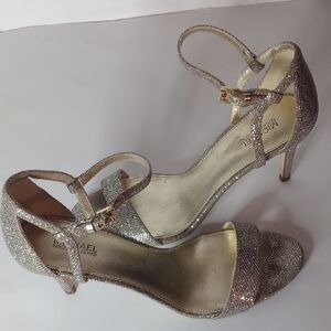 Michael Michael Kors Simone Sandals With Shimmering Silver Finish